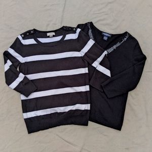 2 Sweaters: LOFT Black & White and World Republic Black